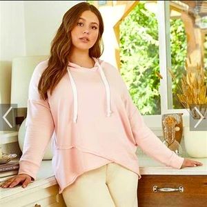 Plus Size Asymmetric Hoodie - Pink Size 1 X